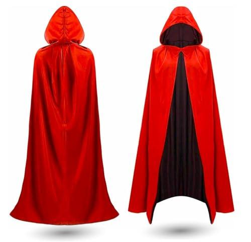 Mantello Reversibile Rosso e Nero con Cappuccio - Costume Halloween, Carnevale, Cosplay