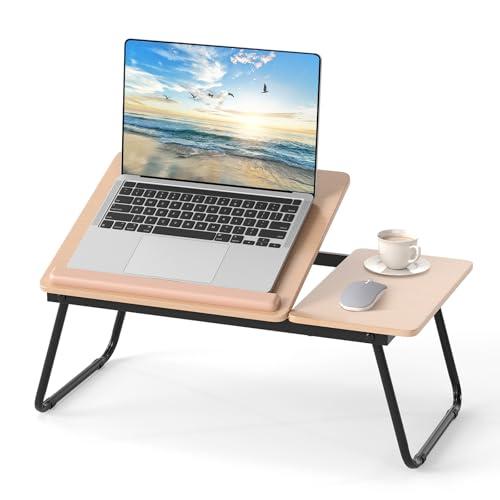 COSTWAY Vassoio da Letto Pieghevole con Piano Inclinabile - Naturale