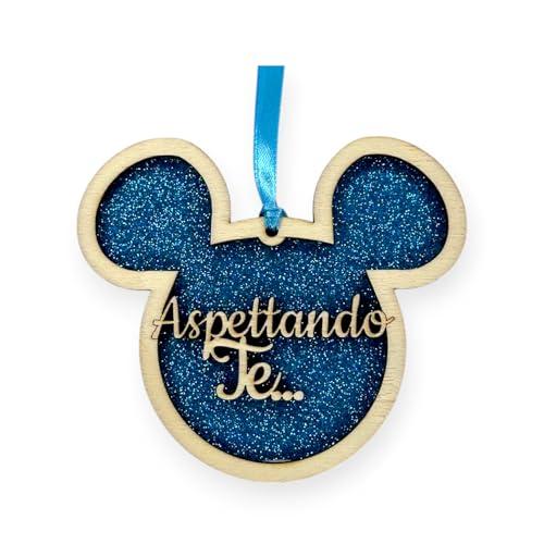 WHITE COMET Pallina in legno Topolino e Topolina Azzurra 