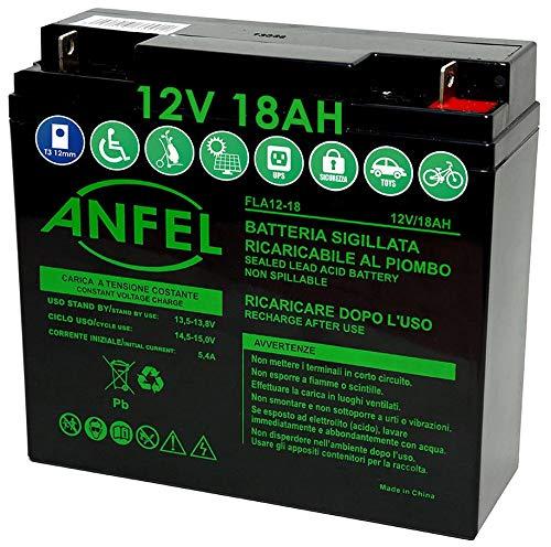 Batteria Ricaricabile 12V 18Ah Piombo Ermetica per UPS, Antifurti e Rasaerba