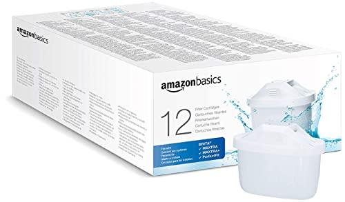 Amazon Basics Filtri per acqua, confezione da 12, compatibili con caraffe BRITA