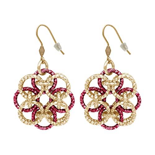 ParticolarModa Orecchini Donna Pendenti Lunghi e Leggeri Intrecciati in Acciaio e Alluminio Rosone