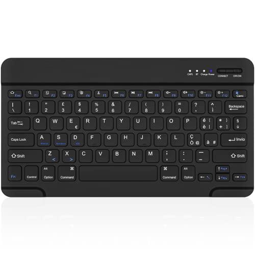 HZD Tastiera Wireless Bluetooth, Rechargeable Tastiera Universale Ultra Sottile per Tablet, Piccola Tastiera Wireless per Tablet Samsung/IOS/Android/Windows/Telefoni, Layout Italiano QWERTY