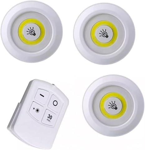 SQUADO Set di 3 Luci LED Adesive a Batteria con Telecomando