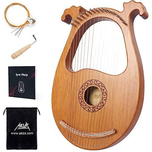 Arpa a Lira AKLOT a 16 Corde - Design Cervo Sorridente in Mogano