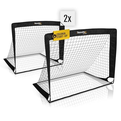 Racetex Set di 2 Porte da Calcio per Bambini con ASTE RINFORZATE IN FIBRA DI VETRO