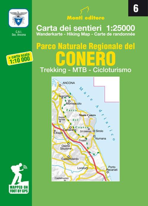 Parco Naturale Regionale del Conero. Trekking, MTB, cicloturismo. Carta dei sentieri n. 6 1:25.000 e carta dei sentieri 1:10.000