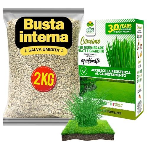 Albagarden - Concime Prato 2KG - Fertilizzante Granulare per Tappeto Erboso