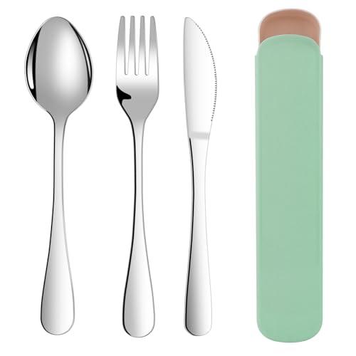 ABOHU Set Posate da 3 Pezzi con Borsa - Acciaio Inox, Portatile e Lavabile