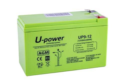 Batteria Piombo AGM U-Power 9Ah 12V Faston F2 6.3mm Sigillata