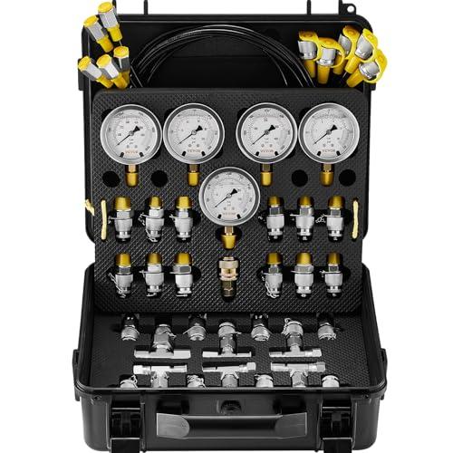 VEVOR Kit per Test di Pressione Idraulica con Manometri e Giunti per Escavatori