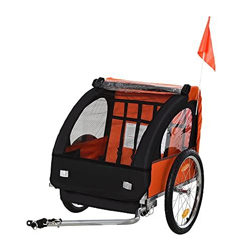 Rimorchio Bici Bambini 2 Posti HOMCOM - Sicurezza e Divertimento su Due Ruote