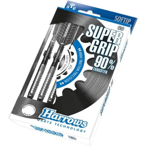 Harrows Set di Freccette SUPERGRIP 90% tungsteno con Punta Morbida. Disponibile in 16g, 18g, 20g - Include aste Supergrip, Alette Supergrip e Custodia da Viaggio 20g