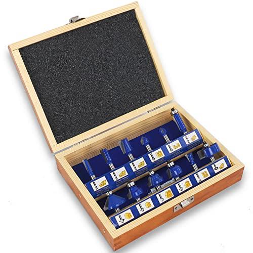 S&R Set 12 Frese per Legno con Codolo 8mm, Acciaio HM