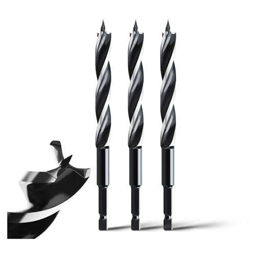 Set di 3 Punte per Legno 8 x 155 mm con Attacco Esagonale E 6.35 mm