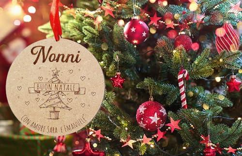 Pallina di Natale Personalizzata in Legno per Nonni - Un Regalo di Cuore