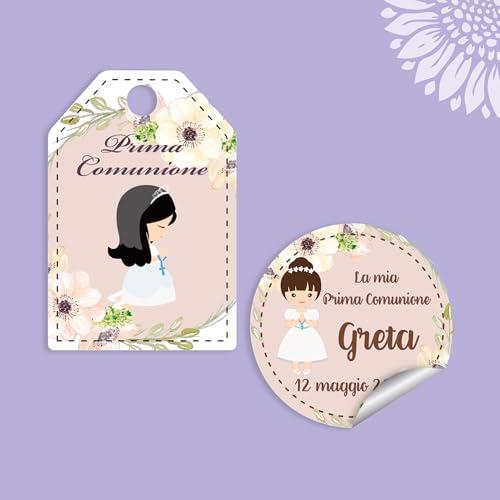 10 Pezzi Cartellini o Adesivi Prima Comunione Personalizzati