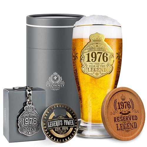 CROWNLY CRYSTAL® 1976 Regalo 50 Anni Uomo Bicchieri Birra Personalizzati