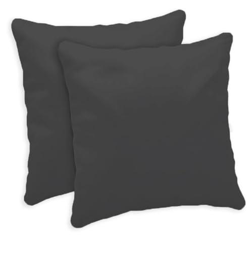 Giovanni Dolcinotti | Set 2 Federe Cuscini Divano 40x40 - Copricuscini Decorativi - 100% Cotone - Fodere con Cerniera Nascosta - Grigio Scuro - Modello Atlanta