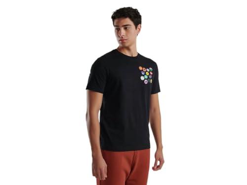 United Colors of Benetton T-Shirt Nera in Cotone Biologico con Stampa