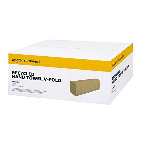 AmazonCommercial Asciugamani di Carta Piegati a V, 1 Velo Riciclata, 5000 Fogli