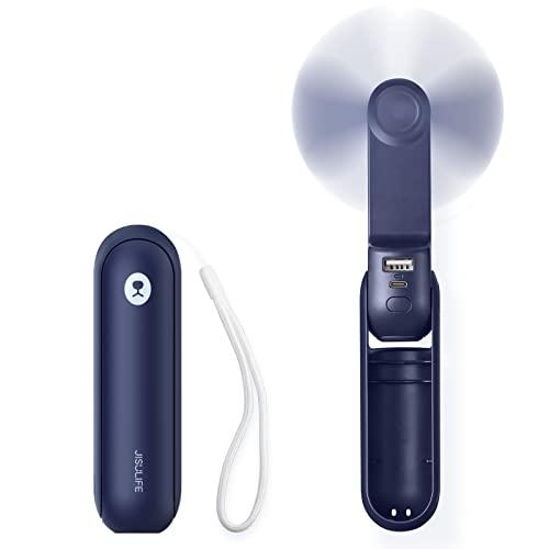 JISULIFE Ventilatore Portatile Mini 3 in 1: Freschezza, Power Bank e Torcia sempre con te