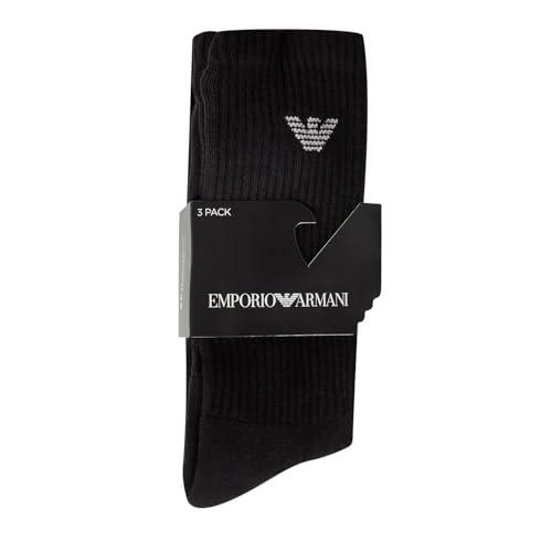 Emporio Armani Uomo 3-pack Calzini Sportivi in Spugna - Nero, Taglia Unica
