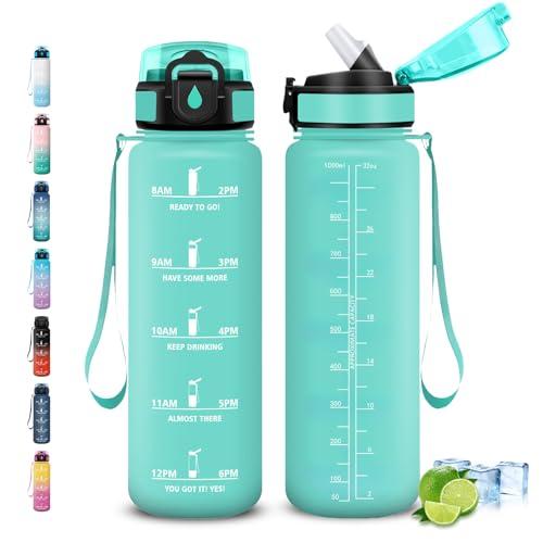 Grsta Borraccia da 1 Litro con Cannuccia e Slogan Motivazionali