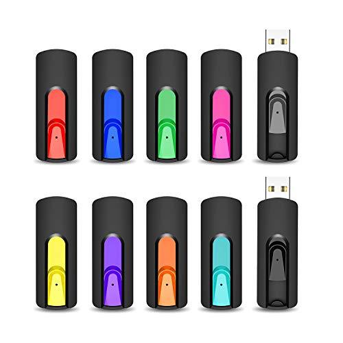 Vansuny Chiavette USB 16GB, Confezione da 10, Design Retrattile e Colorato