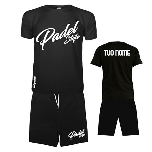 Vestipassioni Completo Padel Uomo Personalizzabile Traspirante composto da Maglia Padel Uomo e Pantaloncini Padel Uomo Con Tasche, Abbigliamento Padel Made In Italy [XL, Bianco]