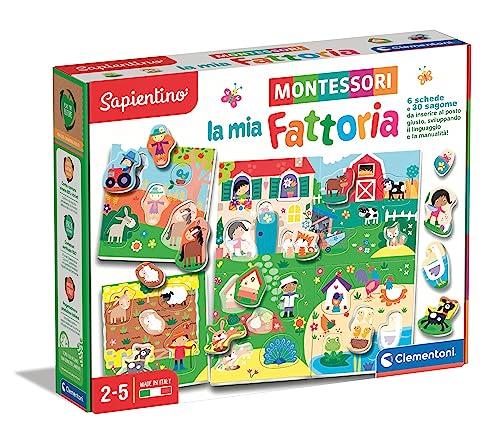 Clementoni Sapientino Gioco Educativo 2 Anni, Flashcards Montessori, Puzzle Sagomato, Animali della Fattoria, Made in Italy, Colore Italiano