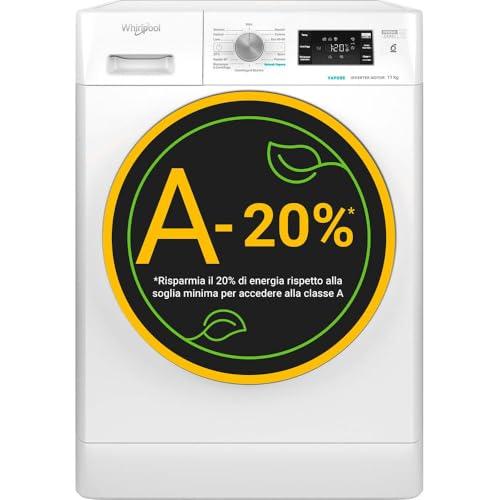 Whirlpool FFB 1148 BSV IT Lavatrice a Libera Installazione, 11 kg, Motore Inverter, Steam Refresh, 6° Senso, Bianco