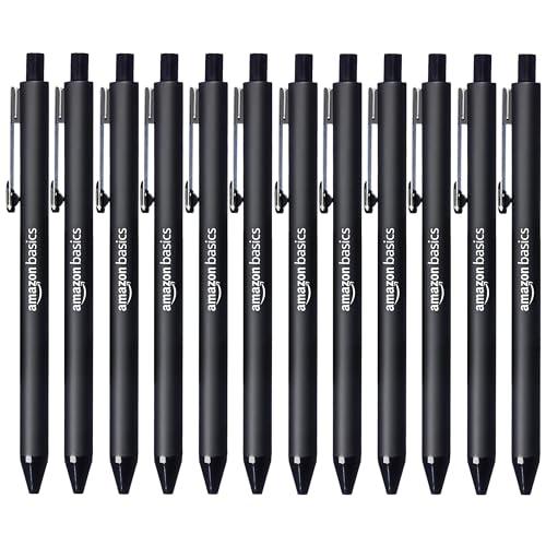 Amazon Basics - Penna a sfera a scatto - Nero - Confezione da 12