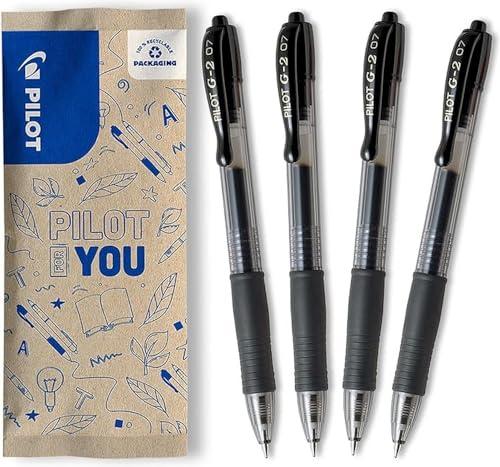 Pilot G-2 Penna Roller Gel a Scatto Ricaricabile Confezione da 4 Nero