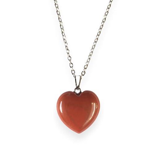 Collana con Ciondolo a Cuore in Diaspro Rosso - Amuleto di Protezione e Forza