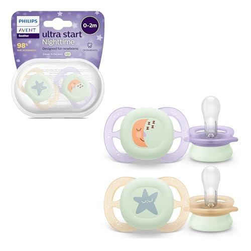 Philips Avent Ultra Start Nighttime 0-2 Mesi, Ciucci Neonati con Illuminazione Notturna
