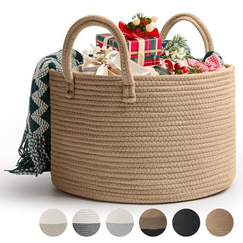 Rieeyrslza Cesto Portabiancheria in Corda Intrecciata D40 x H25 CM Pieghevole Cesta Decorativa Stoccaggio Paniere con Maniglia 32L Tessuto Naturale Cesto per Coperte Esperto di Archiviazione(Iuta)