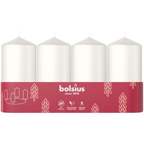Bolsius - Set di 4 Candele a Colonna Lisce Bianche - 100 x 48 mm