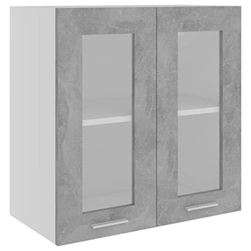 Mobile Sospeso con Vetro Lyon Grigio Cemento 60x31x60 cm