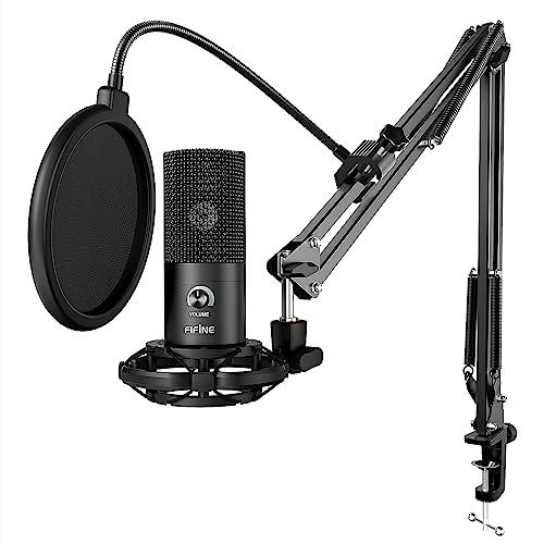 FIFINE Microfono a Condensatore USB per Studio con Braccio Regolabile e Filtro Anti-pop
