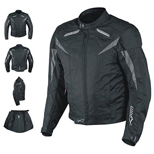 Giacca Moto A-pro CE Protezioni Tessile Manica Smontabile Gilet Termico Nero XXL