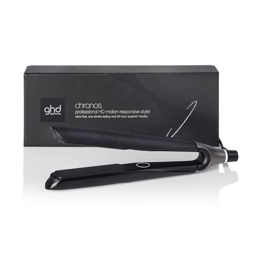 ghd Chronos, Piastra Capelli Professionale con Lamelle in Ceramica, Finish Ultra-Gloss, Tecnologia HD Predittiva per uno Styling Veloce, Piega Morbida e Lucente Senza Danni da Calore Estremo, Nero