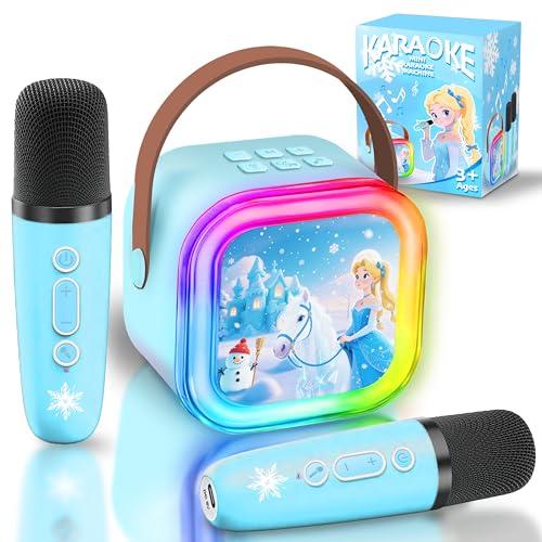 GirliGlee Karaoke per Bambini con 2 Microfoni Wireless - Frozen Edition