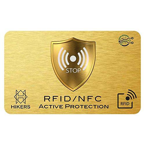 HIKERS Carta di Protezione RFID/NFC Unisex - Protezione Avanzata per Carte di Credito Contactless, Passaporto e Bancomat - Oro