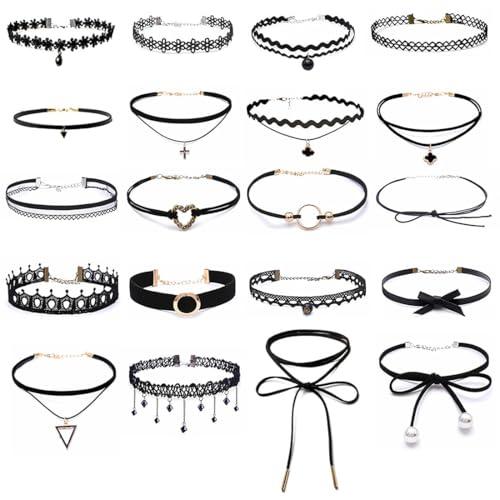 Set di 20 Girocolli in Velluto Stile Punk per Donna