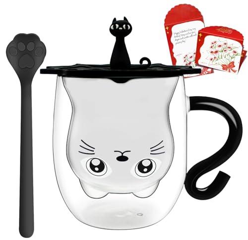 Afitdon Tazza Gatto Nera con Accessori