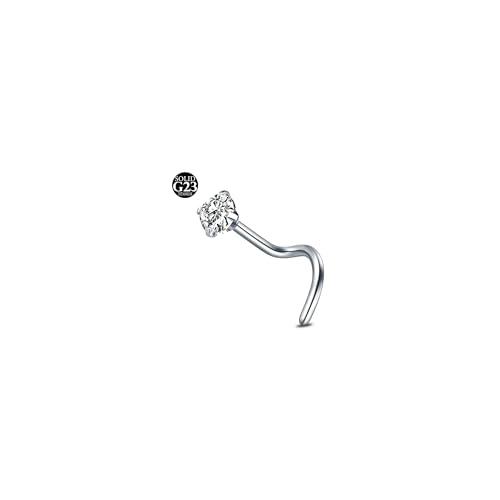 AceFun Piercing Naso Titanio Argento 20G con Diamante 3mm