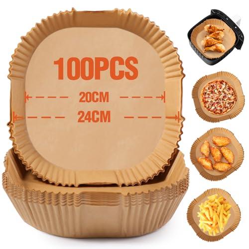 Diboniur Carta Forno per Friggitrice ad Aria Quadrata 20cm - 100 Fogli Monouso