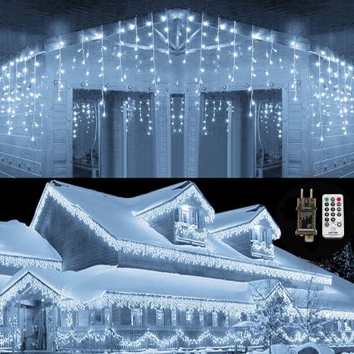 Qedertek Luci Natale Esterno Cascata 10M 432 LED Bianco