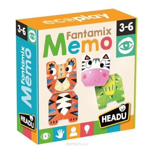 Headu Animal Memo Sviluppa la memoria e la fantasia! MU26142 Gioco Educativo Ecosostenibile Per Bambini 3-6 Anni Made in Italy